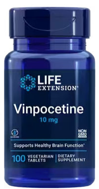 Thumbnail for Experience enhanced mental capacity with a bottle of Life Extension Vinpocetine 10 mg 100 Vegetarian Tablets, the ultimate brain support supplement.