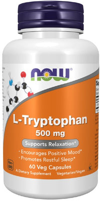 Thumbnail for The Now Foods L-Tryptophan 500 mg 60 Vegetable Capsules aid in relaxation and sleep.