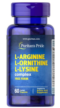 Vignette pour L-Arginine L-Ornithine L-Lysine 60 caplets enrobés Végétarien - front 2