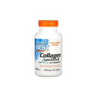 Vignette d'une bouteille de Doctor's Best Collagen types 1 et 3 1000 mg 180 comprimés, le meilleur supplément de collagène.