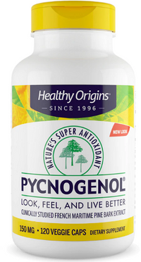 Pycnogenol 150 mg 120 gélules végé de Healthy Origins est un complément alimentaire qui favorise la santé cardiovasculaire et apporte des bienfaits antioxydants.