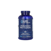 Thumbnail for A blue bottle of Life Extension Mix Capsules, by the brand Life Extension, features a cutting-edge multi-nutrient formula enriched with essential vitamins. It contains 360 gluten-free capsules and is distinctly labeled as a dietary supplement.