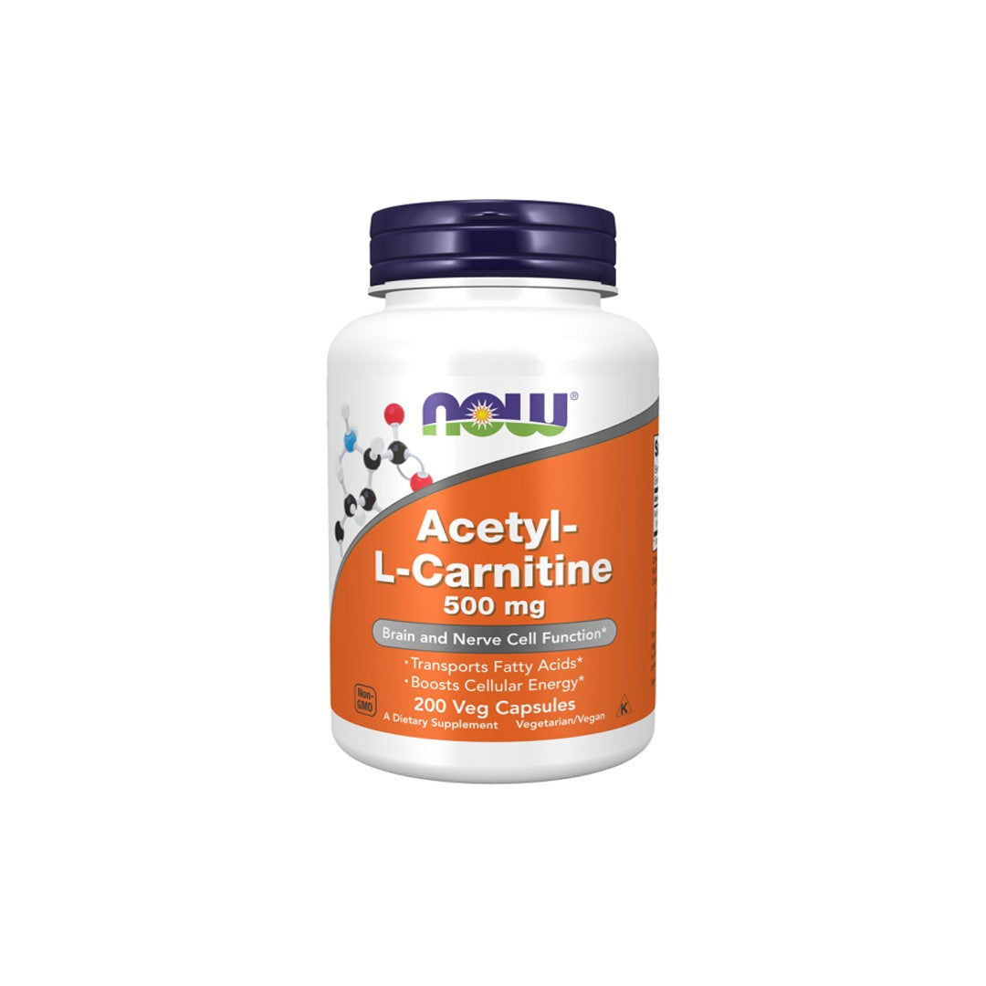 Now Foods Acétyl-L-Carnitine 500 mg 200 gélules végétales.