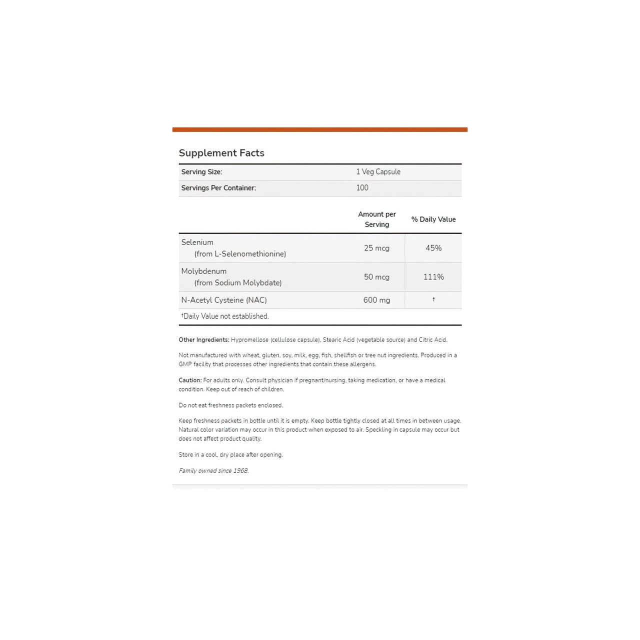 Une feuille de papier avec un fond Now Foods N-Acetyl Cysteine 600mg 100 veg caps.