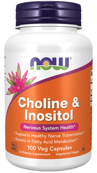 Vignette pour Now Foods Choline & Inositol 250/250 mg 100 gélules.
