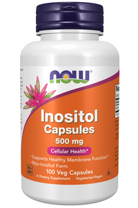 Vignette pour Now Foods Inositol 500 mg 100 gélules végétales.