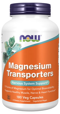 Vignette pour Now Now Foods Magnesium Transporters 120 mg 180 gélules végétales.