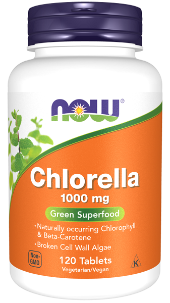 Now Foods Chlorella 1000 mg 120 comprimés.