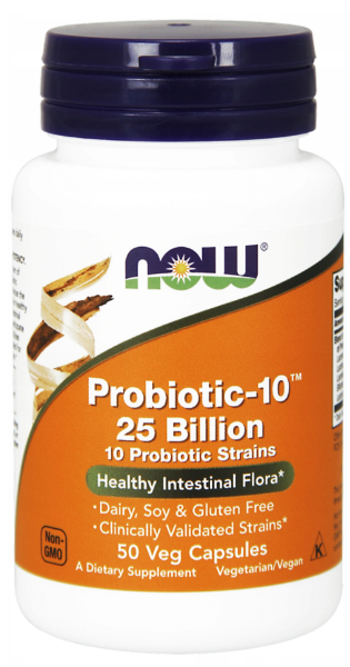 Now Foods Probiotic-10 25 milliards 50 gélules végé est un complément puissant contenant 5 milliards de cultures vivantes pour soutenir la digestion et renforcer l'immunité.