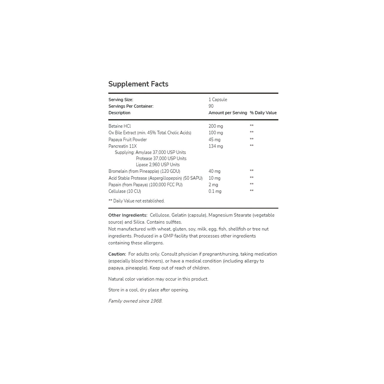 A white sheet of paper with a label on it illustrating the bioavailability of Super Enzymes 90 capsules and their impact on digestion by Now Foods.