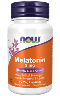 Vignette pour Now Foods Melatonin 3 mg 60 gélules végé.