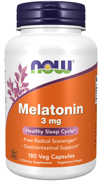 Now Foods Mélatonine 3 mg 180 gélules végétales.