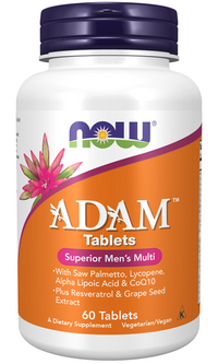 Vignette d'un flacon de ADAM Multivitamins & Minerals for Man 60 vege tablets par Now Foods.