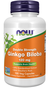 Vignette pour Now Now Foods Extrait de Ginkgo Biloba 24% 120 mg 100 gélules végétales.