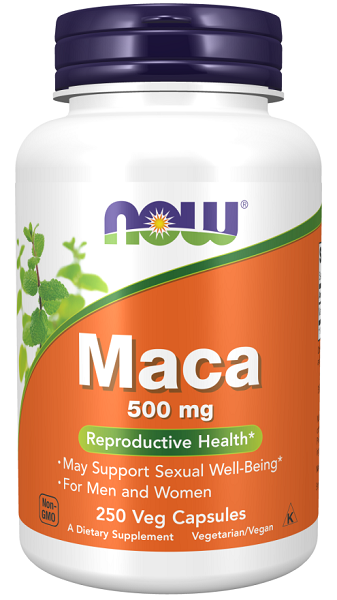 Now Foods Maca 500 mg 250 gélules végétales.