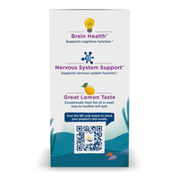 Thumbnail for The Complete Omega Junior 283 mg 180 Soft Gels from Nordic Naturals showcases the benefits of Omega-3 fatty acids, including DHA and EPA, known for supporting brain health and the nervous system. Experience its delightful lemon flavor and scan the QR code for comprehensive product test results.