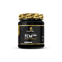 Thumbnail for The Nutri Pro Sport TCM PRO 300 g Exotic Fruits Flavour jar showcases a sleek black and gold design with sporty graphics. It contains 50 servings of Tri Creatine Malate enhanced with B vitamins, aimed at boosting muscle regeneration.