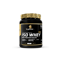 Thumbnail for A sleek container of Iso Whey PRO, a 600g Whey Protein Isolate in Cookie with Cream flavour from Nutri Pro Sport, features labels accentuating digestive enzymes and essential amino acids.