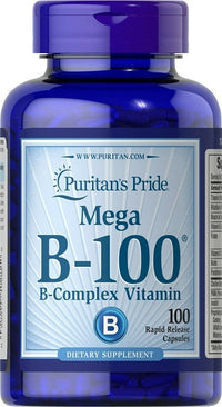 Thumbnail for Puritan's Pride Vitamin B-100 Complex 100 Rapid Release Capsules is a premium supplement that delivers all the benefits of B-family vitamins. Specifically formulated to support energy metabolism and cardiovascular maintenance, this vitamin complex is essential for overall.