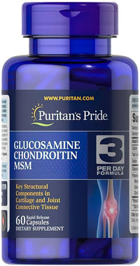 Vignette pour Puritan's Pride Glucosamine Chondroïtine MSM 60 gélules.