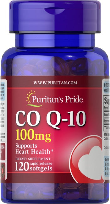 Puritan's Pride Coenzyme Q10 100 mg - 120 gélules à libération rapide.