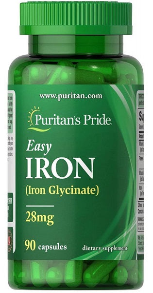 Puritan's Pride Easy Iron 28 mg 90 gélules Glycinate de fer.