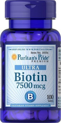 Vignette pour Puritan's Pride Biotine - 7,5 mg : complément alimentaire sous forme de comprimés.