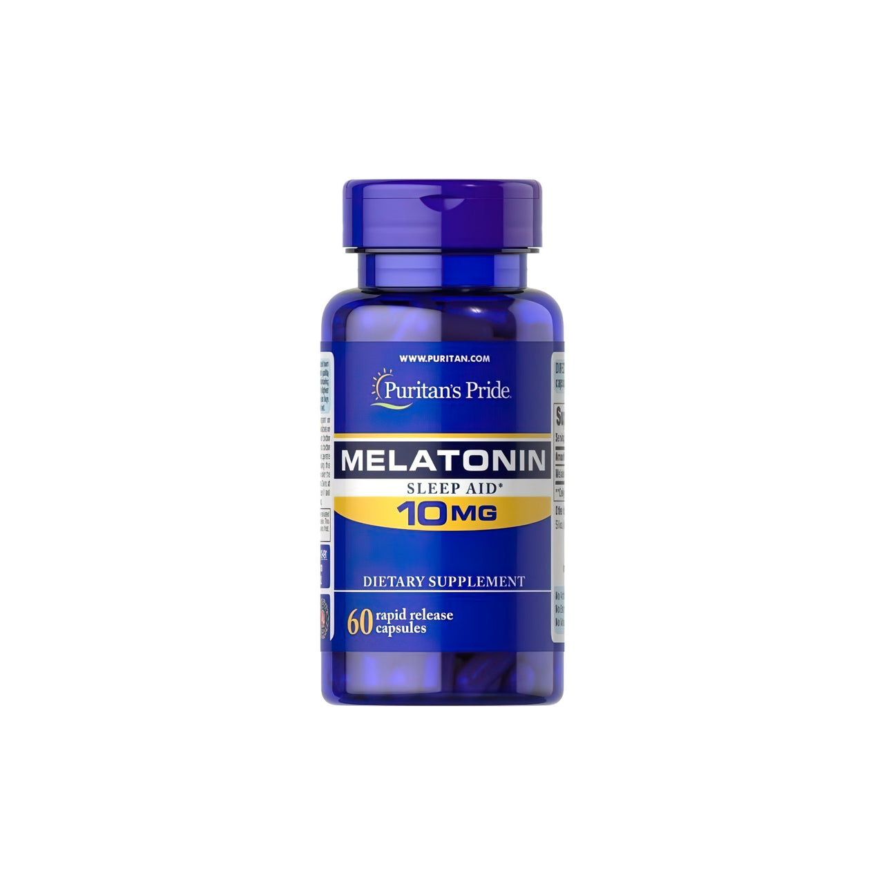 Puritan's Pride Mélatonine 10 mg 60 gélules à libération rapide.