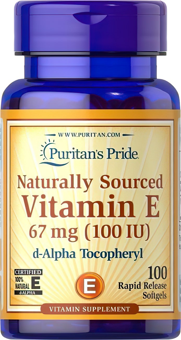 Puritan's Pride Vitamine E 100 UI D-Alpha Tocophérol 100% naturel 100 softgels à libération rapide.