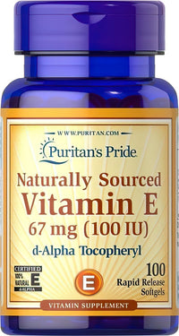 Vignette pour Puritan's Pride Vitamine E 100 UI D-Alpha Tocophérol 100% naturel 100 softgels à libération rapide.