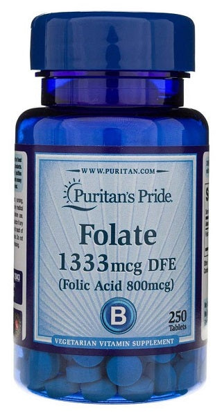 Puritan's Pride Folate 1333mcg (800 mcg d'acide folique) 250 tab.