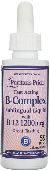 Vignette d'un flacon de Puritan's Pride B-Complex avec vitamine B12 liquide - 59 ml.