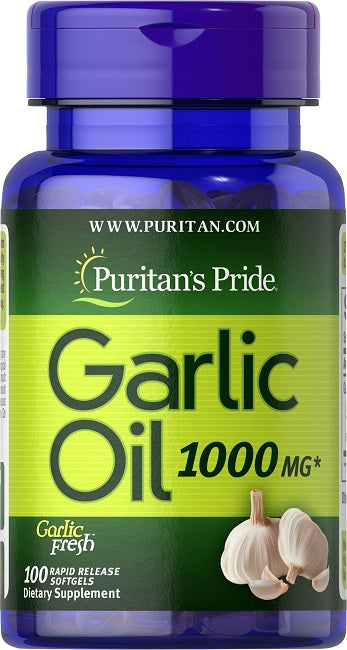 Puritan's Pride Huile d'ail 1000 mg 100 softgel à libération rapide.
