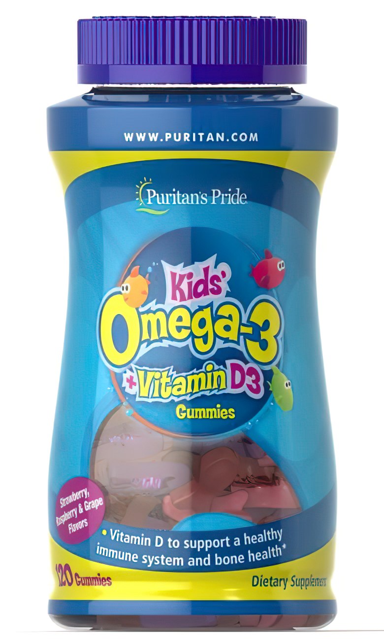 Puritan's Pride Omega 3, DHA & D3 pour enfants 120 gommes.