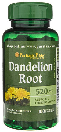 Vignette pour une bouteille de Puritan's Pride Dandelion Root - 520 mg 100 gélules.