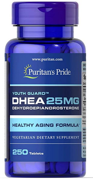 Un flacon de Puritan's Pride DHEA - 25 mg 250 comprimés.