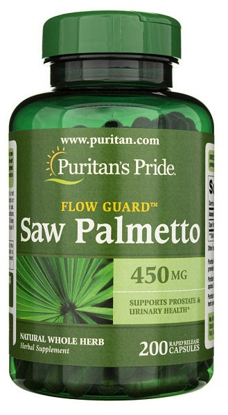 Renforcez la santé de la prostate et améliorez la fonction urinaire avec Puritan's Pride Saw Palmetto 450 mg 200 gélules à libération rapide.