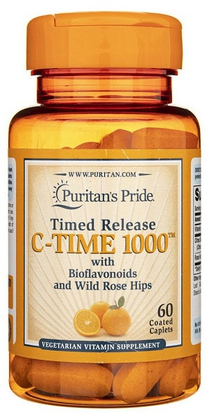 Puritan's Pride Vitamine C-1000 mg avec cynorrhodon 60 gélules enrobées.