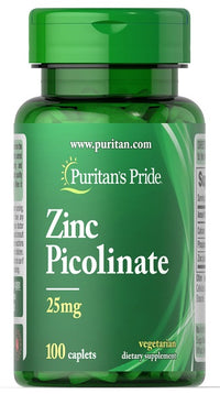 Thumbnail for Puritan's Pride Zinc Picolinate 25mg 100 Caplets: A Key Nutrient for Skin Health