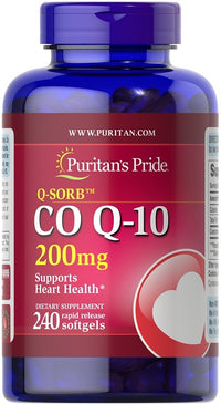 Vignette pour Puritan's Pride Coenzyme Q10 - 200 mg 240 capsules molles à libération rapide Q-SORB capsules.
