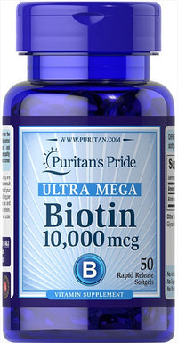 Vignette de Puritan's Pride Biotin - 10000 mcg, un complément alimentaire.