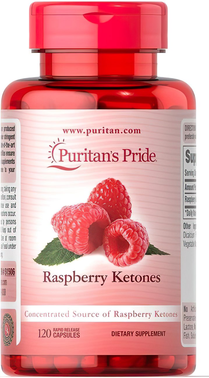 Puritan's Pride Raspberry Ketones 100 mg 120 gélules Rapid Realase, un complément puissant rempli d'antioxydants et conçu pour favoriser la perte de poids et stimuler le métabolisme.
