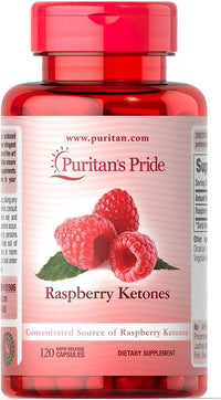 Vignette pour Puritan's Pride Raspberry Ketones 100 mg 120 gélules Rapid Realase, un complément puissant rempli d'antioxydants et conçu pour améliorer la perte de poids et stimuler le métabolisme.