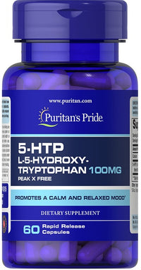 Vignette pour 5-HTP 100 mg 60 gélules rapides - Puritan's Pride.