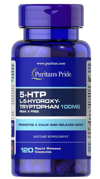 Vignette pour Puritan's Pride 5-HTP 100 mg 120 gélules.