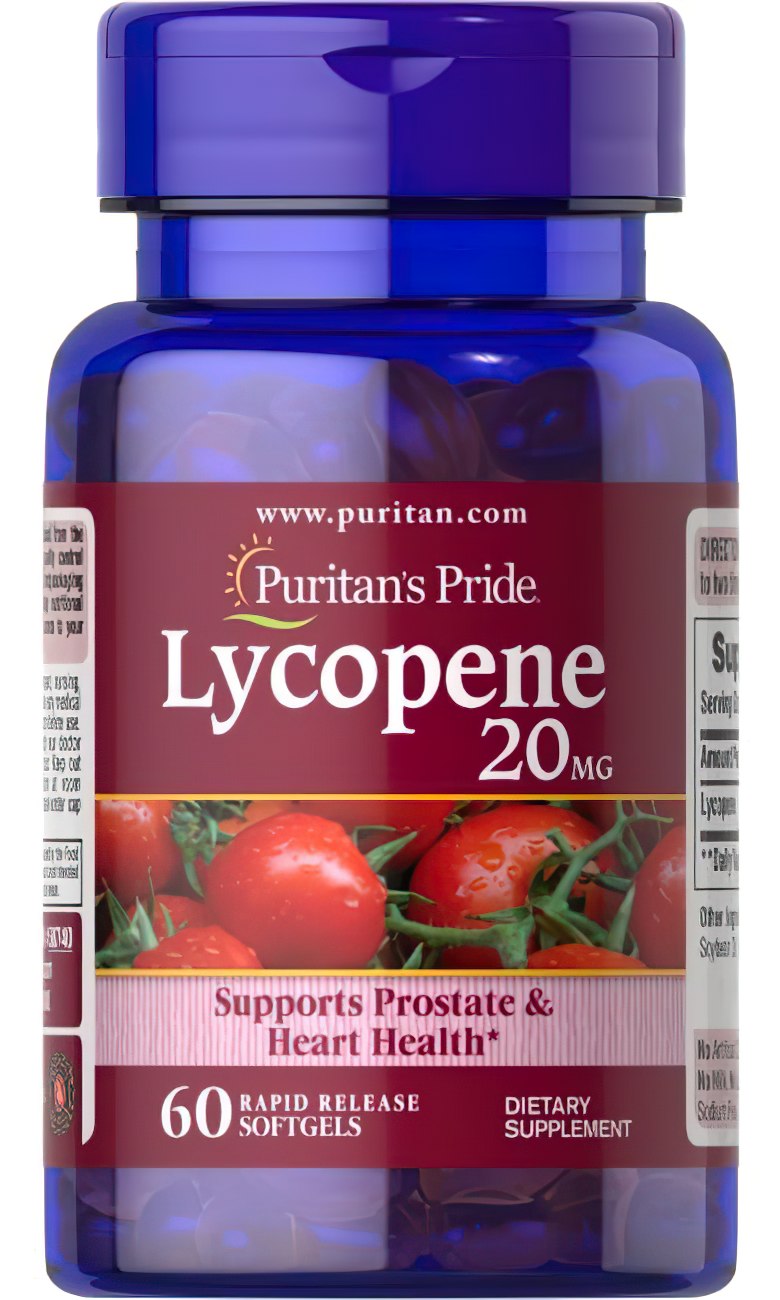 Puritan's Pride Lycopène 20 mg 60 capsules molles à libération rapide.