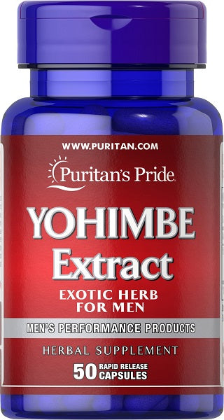 The Puritan's Pride Yohimbe extract 250 mg 50 caps promotes male sexual energy and sexual health.