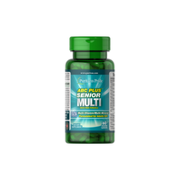 Thumbnail for A green bottle of Puritan's Pride ABC Plus Senior Multi 60 Coated Caplets, a dietary supplement for individuals 50+, is packed with key nutrients to support the immune system specifically for adults aged 50 and above.