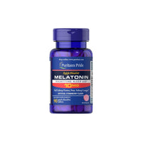 Thumbnail for A bottle of Puritan's Pride Melatonin 10 mg 90 Quick Dissolve Tablets Strawberry Flavor supplement, designed to enhance sleep quality.