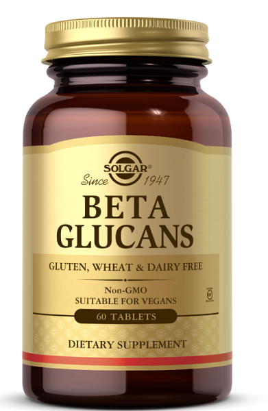 Une bouteille de Solgar Beta Glucans, un complément alimentaire.